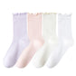 4-Pair Pack Soft Ribbed Ankle Socks with Ruffled Edge Trim Lightweight Knit Design in Multiple Color Combinations