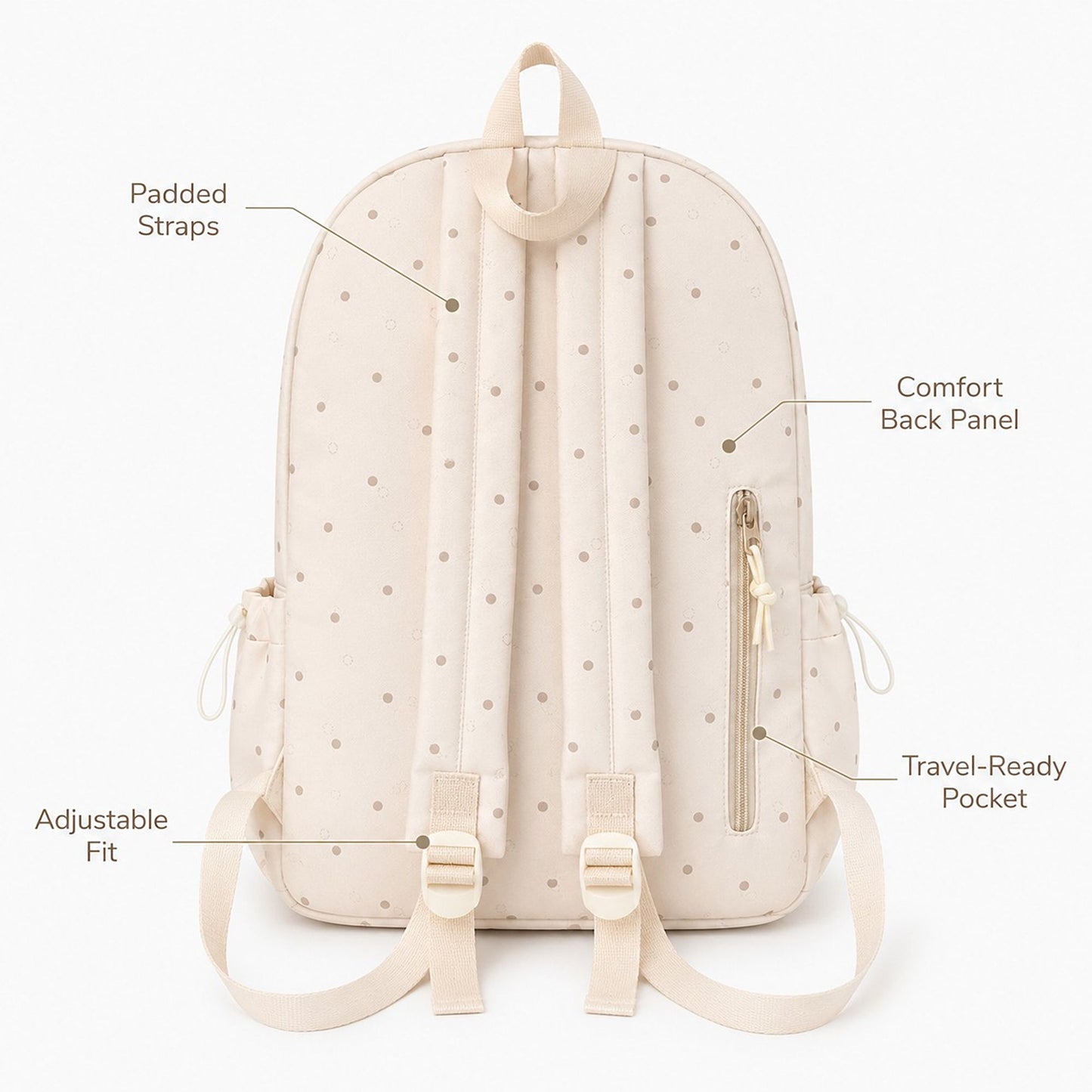 Bunny Ear Backpack with Pom Pom and Multiple Pockets