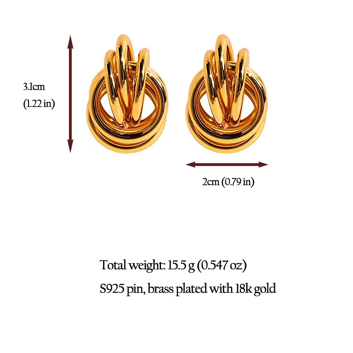 Women's Multi-Circle Statement Earrings with 925 Silver Needles