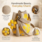 Crochet Floral Bucket Bag with Tassel Charm and Shoulder Strap