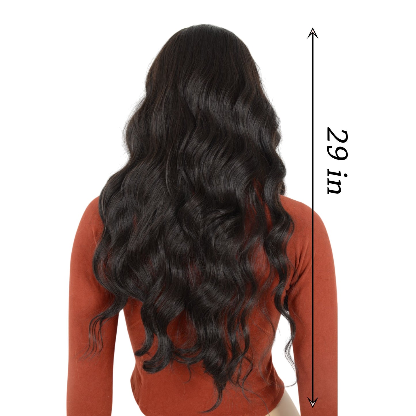 Long Wavy Hair Wig for Women with Bangs Heat-Resistant Curly Synthetic Wig for Daily and Party Use