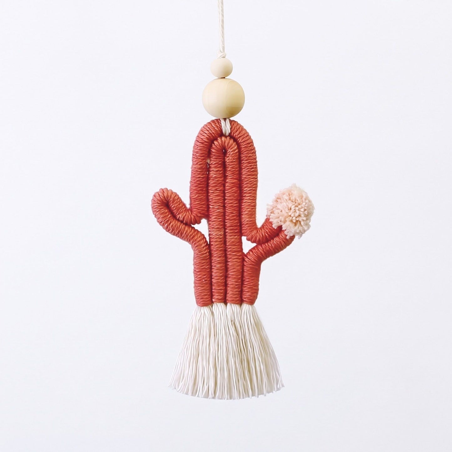 Cactus Macrame Keychain with Tassel Bag Charm