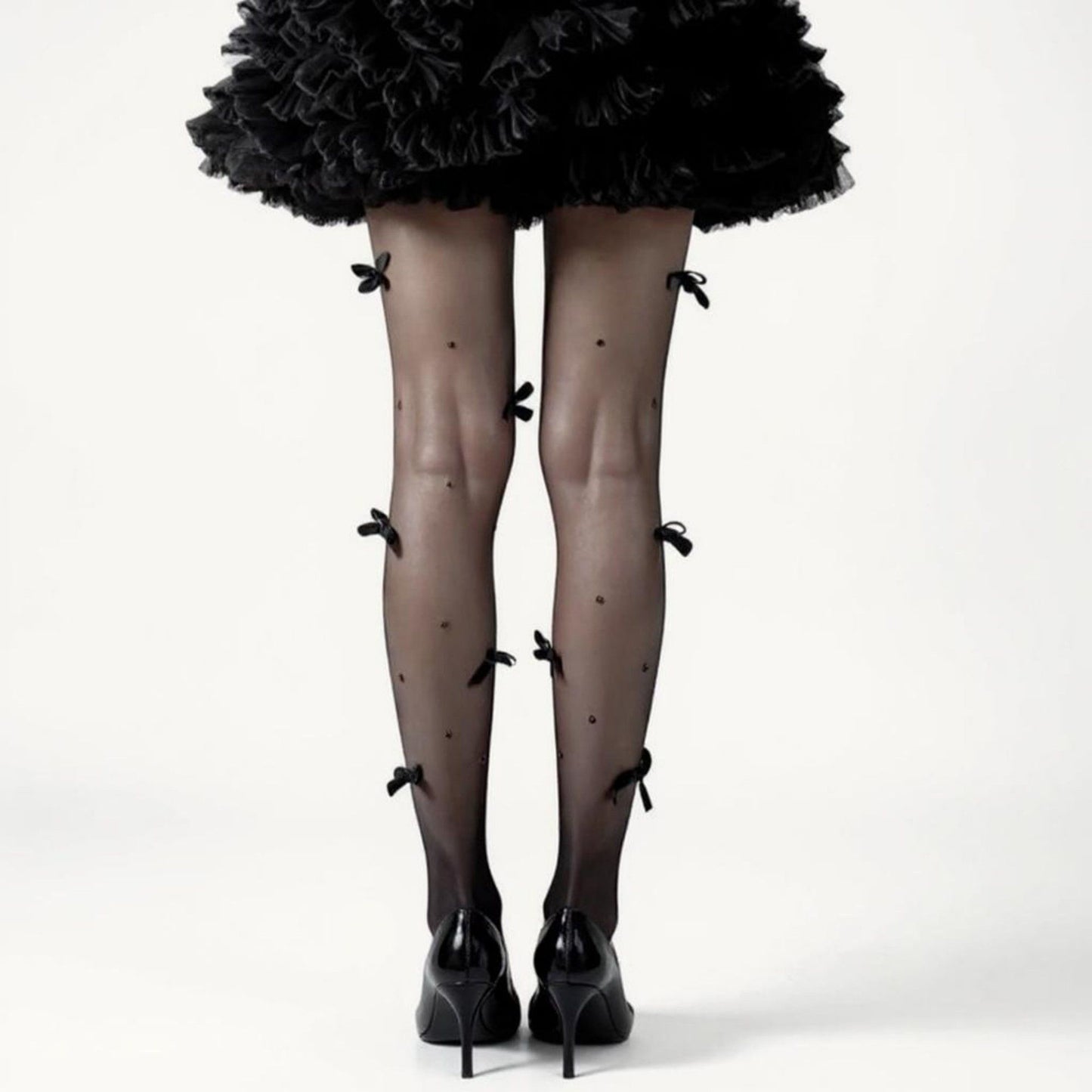 2pcs Women's Sheer Tights with Bow Accents and Polka Dot Embellishments