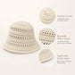 Crochet Bucket Hat Open Knit Brim Lightweight Packable Summer Beach Hat