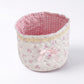 Quilted Fabric Storage Basket with Lace Trim and Bow