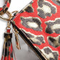 Leopard Print Zip Pouch with Bangle Wristlet and Tassel