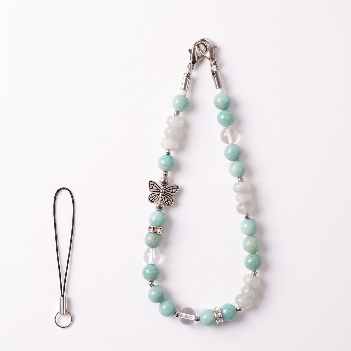 Beaded Phone Wrist Strap with Butterfly Charm