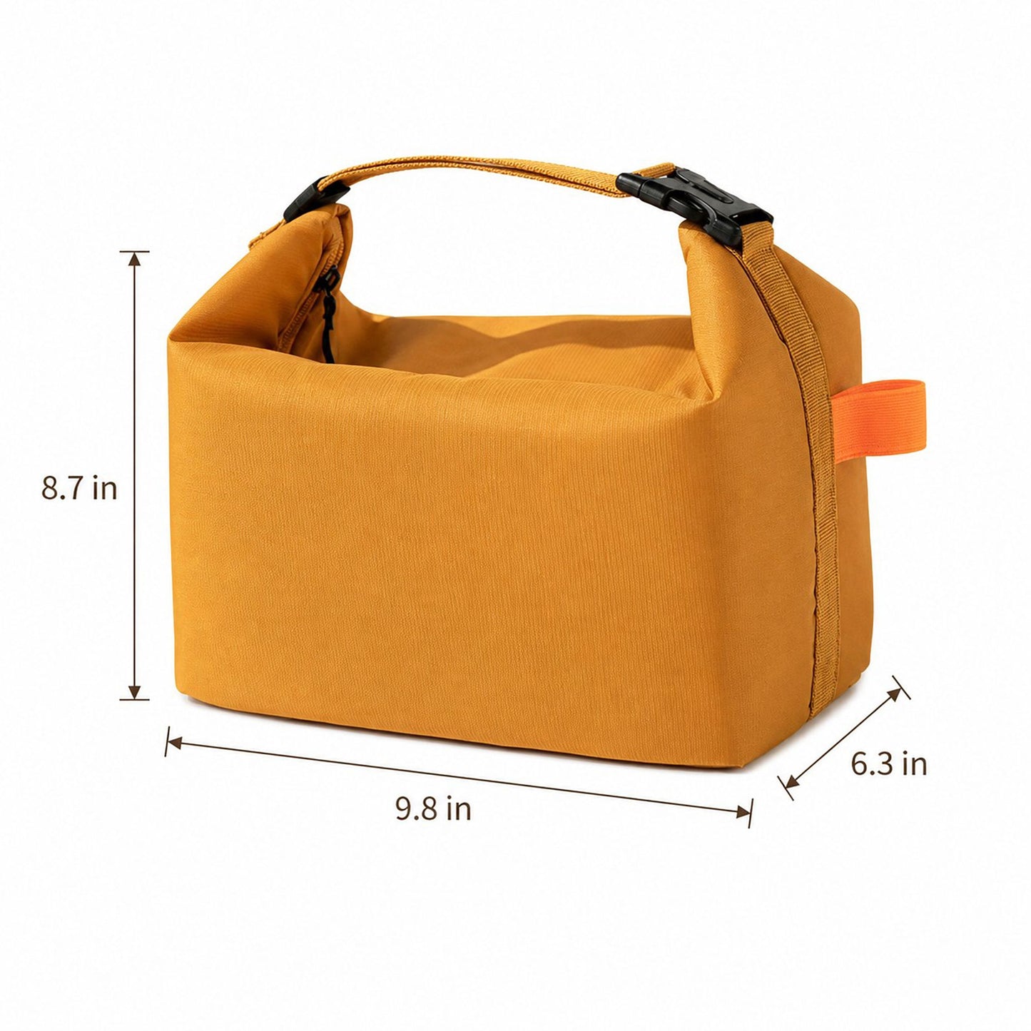 Insulated Roll Top Lunch Bag with Buckle Handle and Leak-Resistant Lining