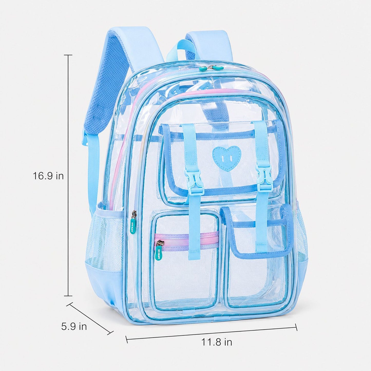 Clear Backpack with Multiple Pockets and Padded Straps