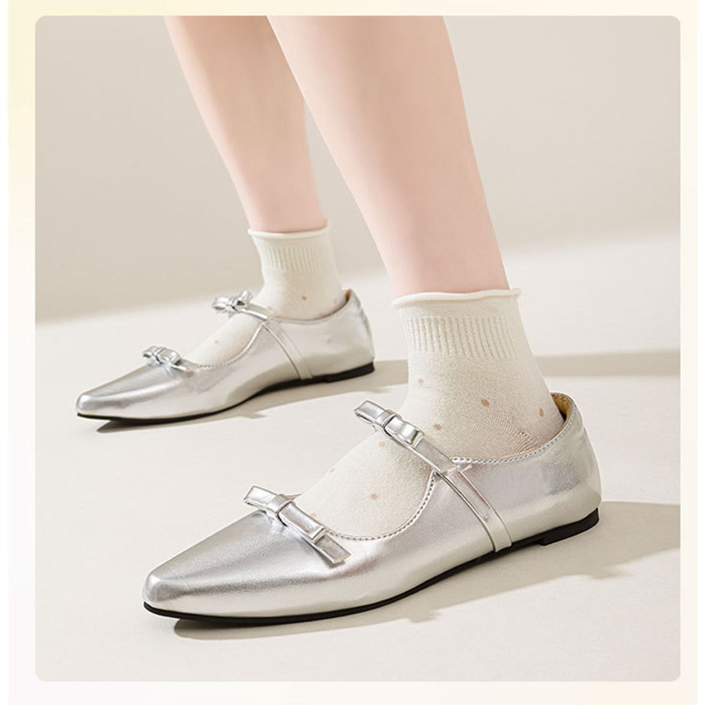 5 Pairs Women¡¯s Ankle Socks Soft Ribbed Top with Small Polka Dot Pattern for Loafers Ballet Flats or Sneakers