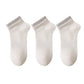 3-Pack Ribbed Ankle Socks with Contrast Color Cuffs Soft Cotton Stretch Design