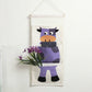 Hanging Canvas Storage Organizer with Cartoon Crocodile Design and Three Pockets 25.5x11.8 in