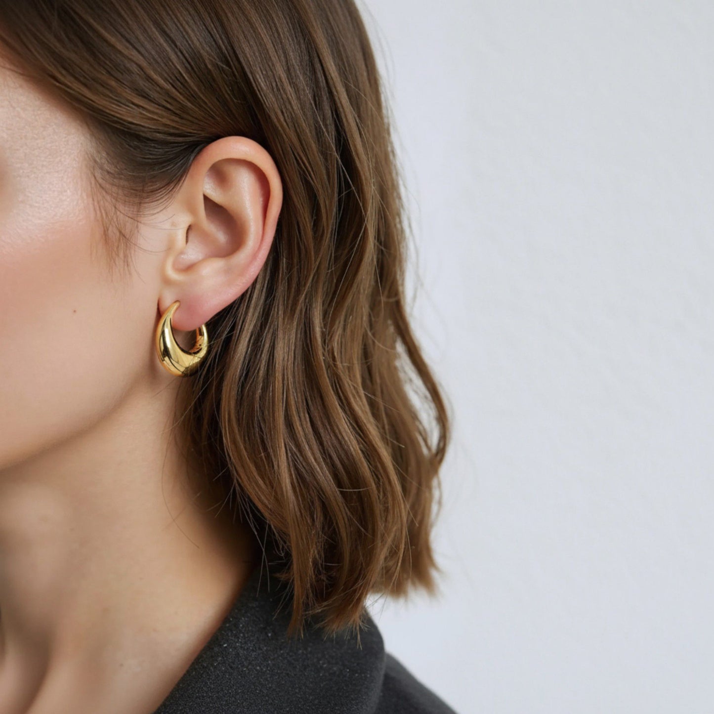 Women's Thick Hoop Earrings with Rounded Modern Design