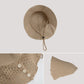 Crochet Bucket Hat with Adjustable Chin Strap and Back Button Eyelet Panel for Sun Protection