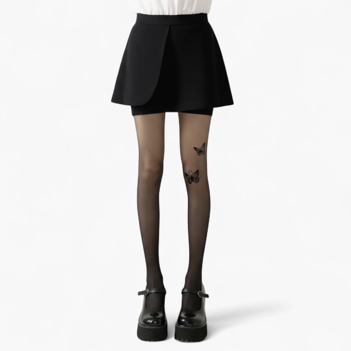 Sheer Butterfly Print Tights with Subtle Sparkle Star Accents and Stretch Fit