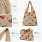Cherry Knit Tote Bag Crochet Shoulder Purse Large Summer Beach Carryall