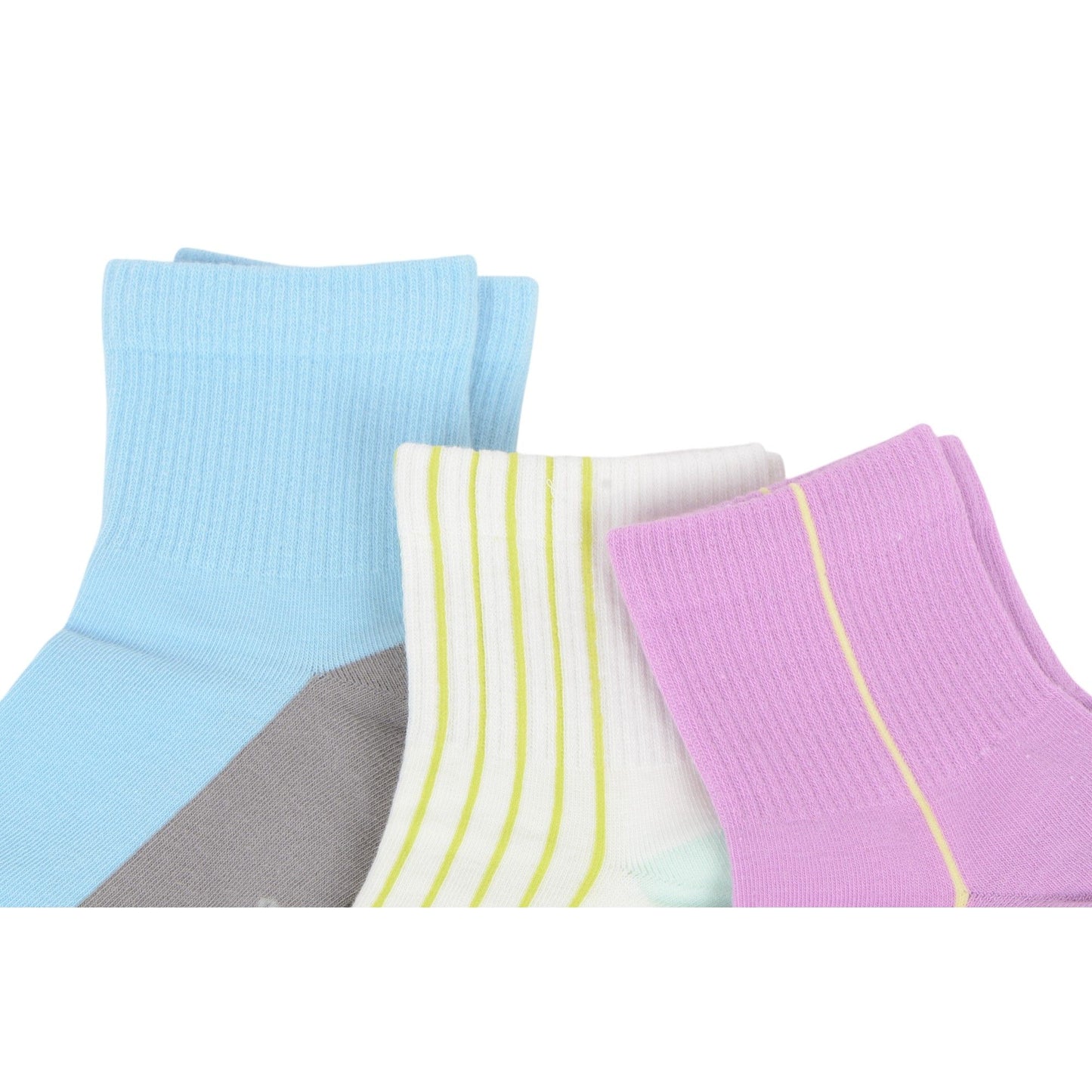 Renaissance Women 3-Pair Ankle Socks Set Assorted Patterns Featuring Colorblock, Cartoon Characters, and Butterfly Prints