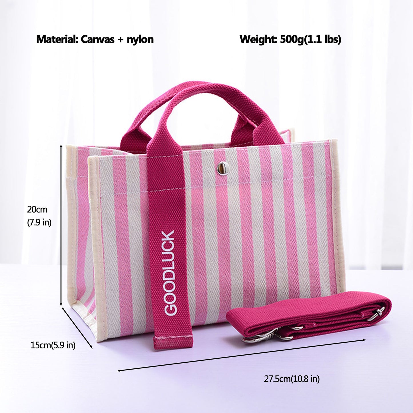 Striped Canvas & Nylon Tote Bag - Multi - functional Shoulder Bag