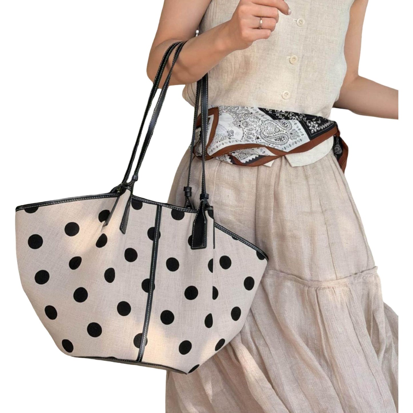 Linen Tote Bag Magnetic Snap Closure for Everyday Use