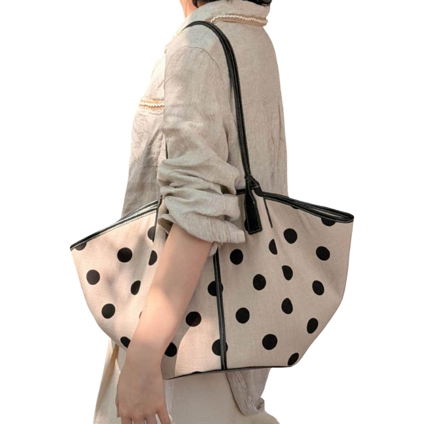 Linen Tote Bag Magnetic Snap Closure for Everyday Use