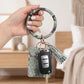 Womens Snakeskin Print Wristlet Keychain with Mini Pouch and Tassel