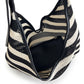 Striped Knit Hobo Shoulder Bag with Adjustable Strap