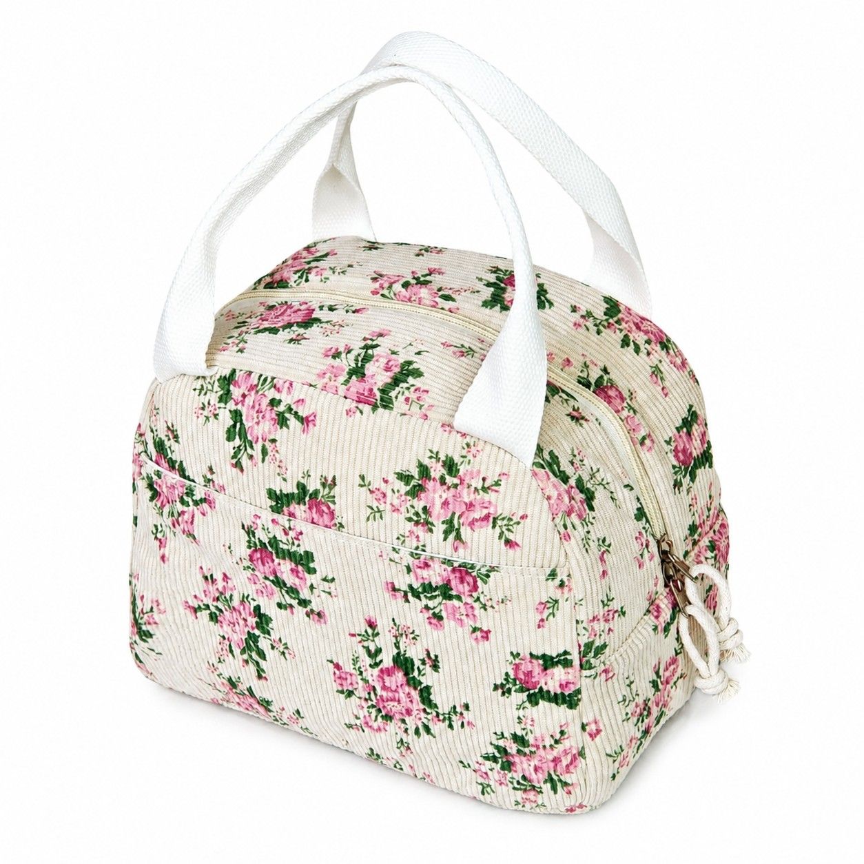 Printed Insulated Lunch Tote Bag with Double Handles and Zip Closure