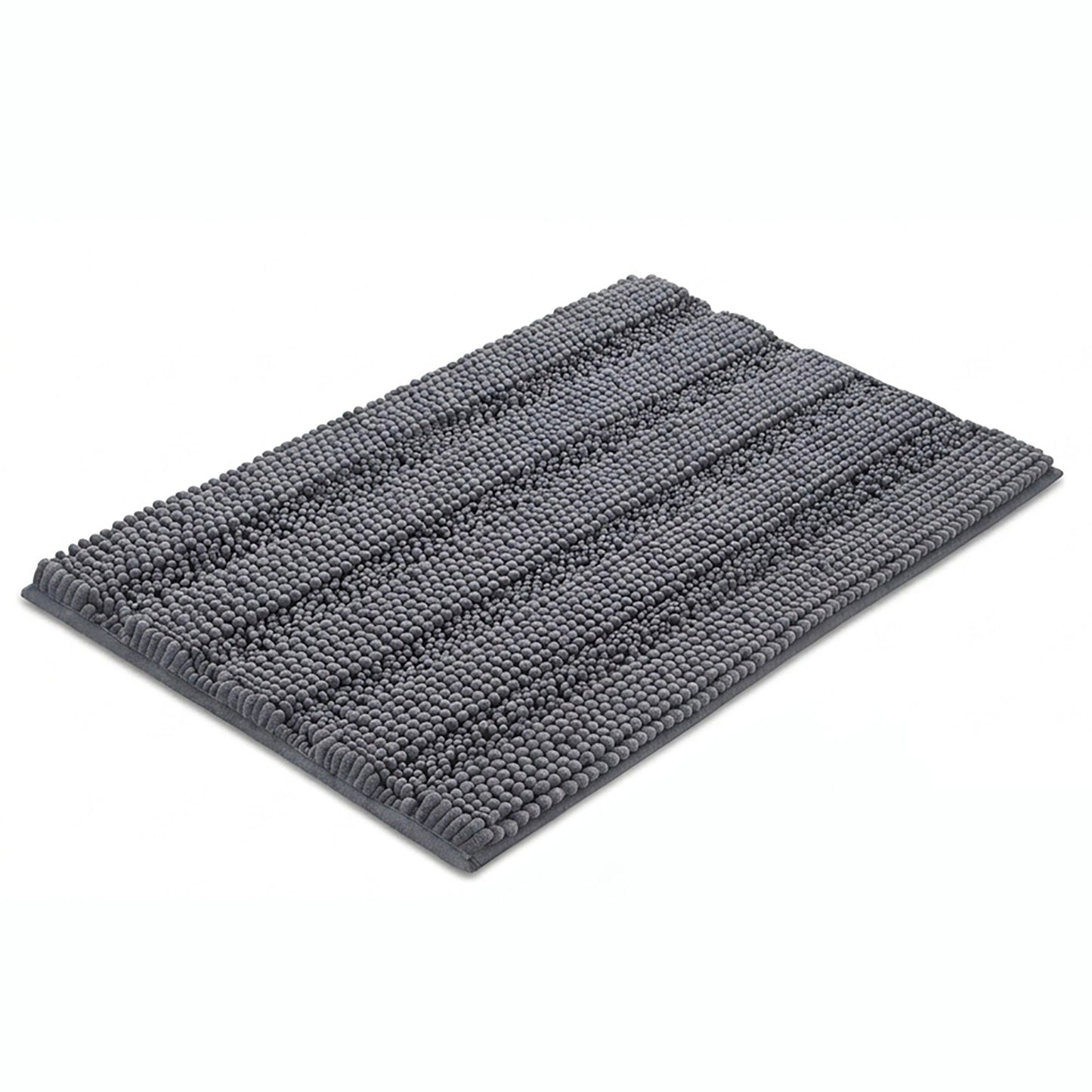 Chenille Bath Mat with Plush Noodle Texture and Non Slip Backing
