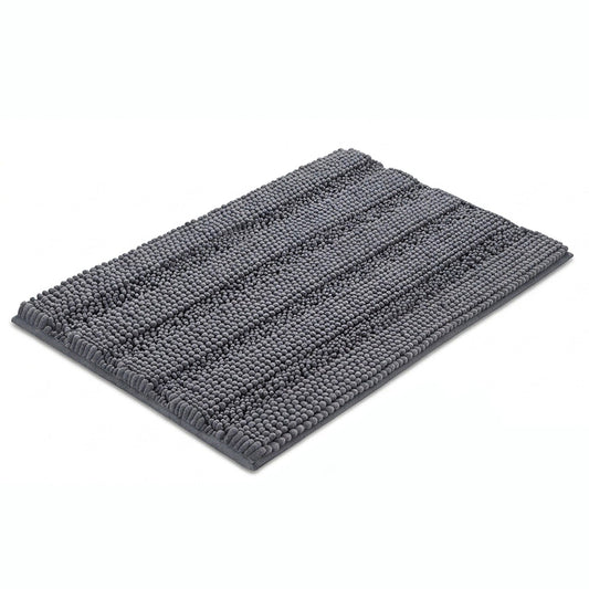 Chenille Bath Mat with Plush Noodle Texture and Non Slip Backing