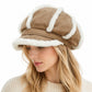 Corduroy Newsboy Cap Faux Fur Trim Baker Boy Hat Warm Casual Style