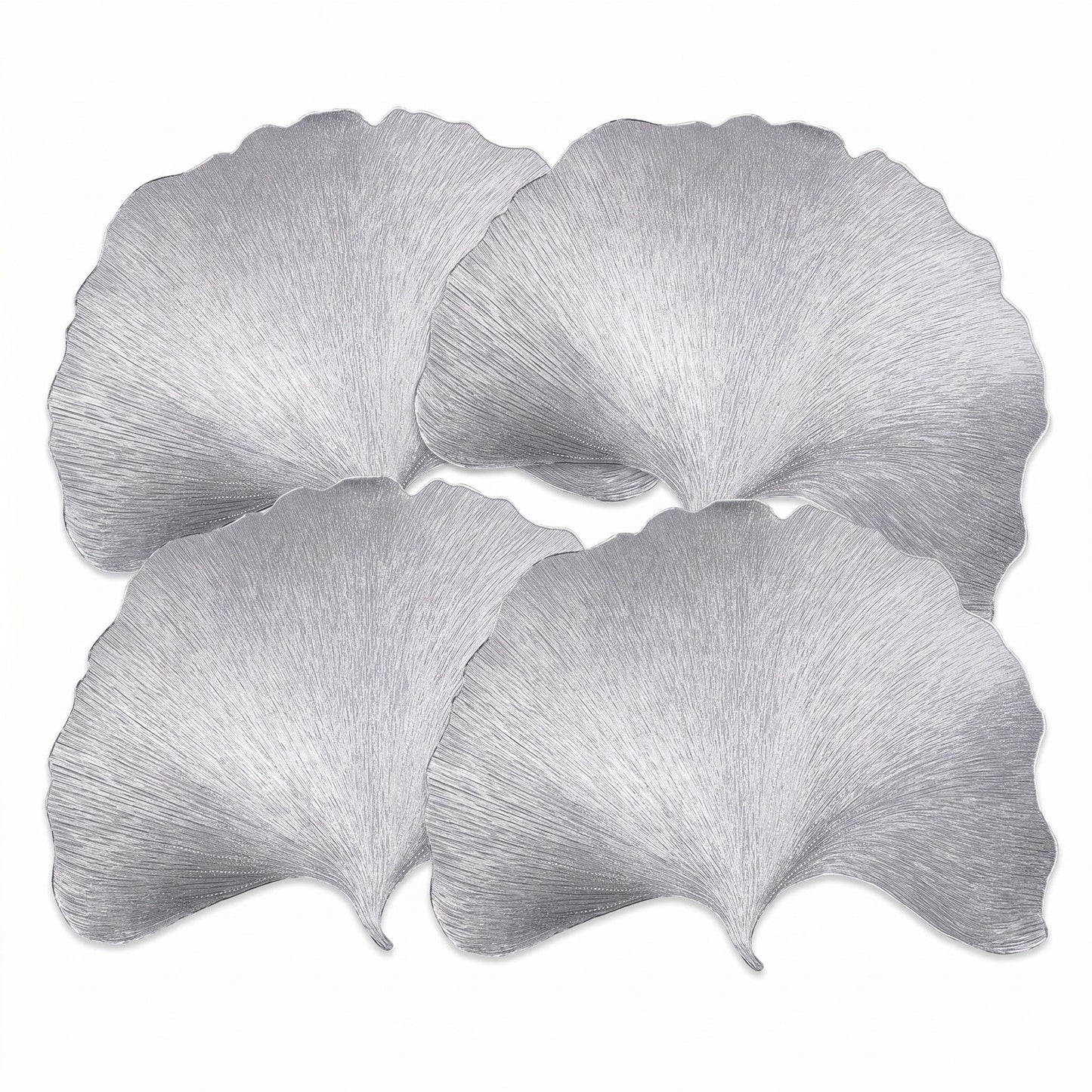 4-Pack Metallic Ginkgo Leaf PVC Placemats Heat Resistant Textured Table Mats