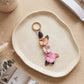 Floral Bag Charm with Three Dimensional Flowers and Key Ring