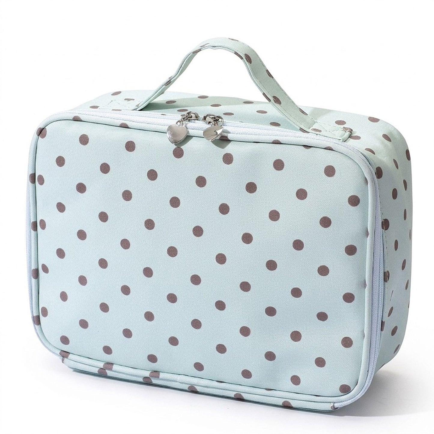 Polka Dot Travel Makeup Case with Dividers and Mirror