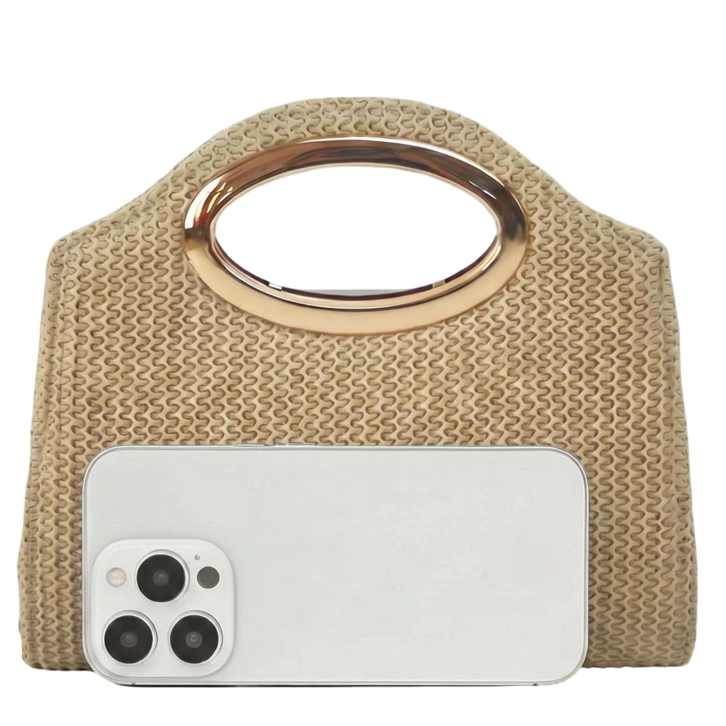 Handbag with Magnetic Closure Polyester Material Stylish Chain Accent