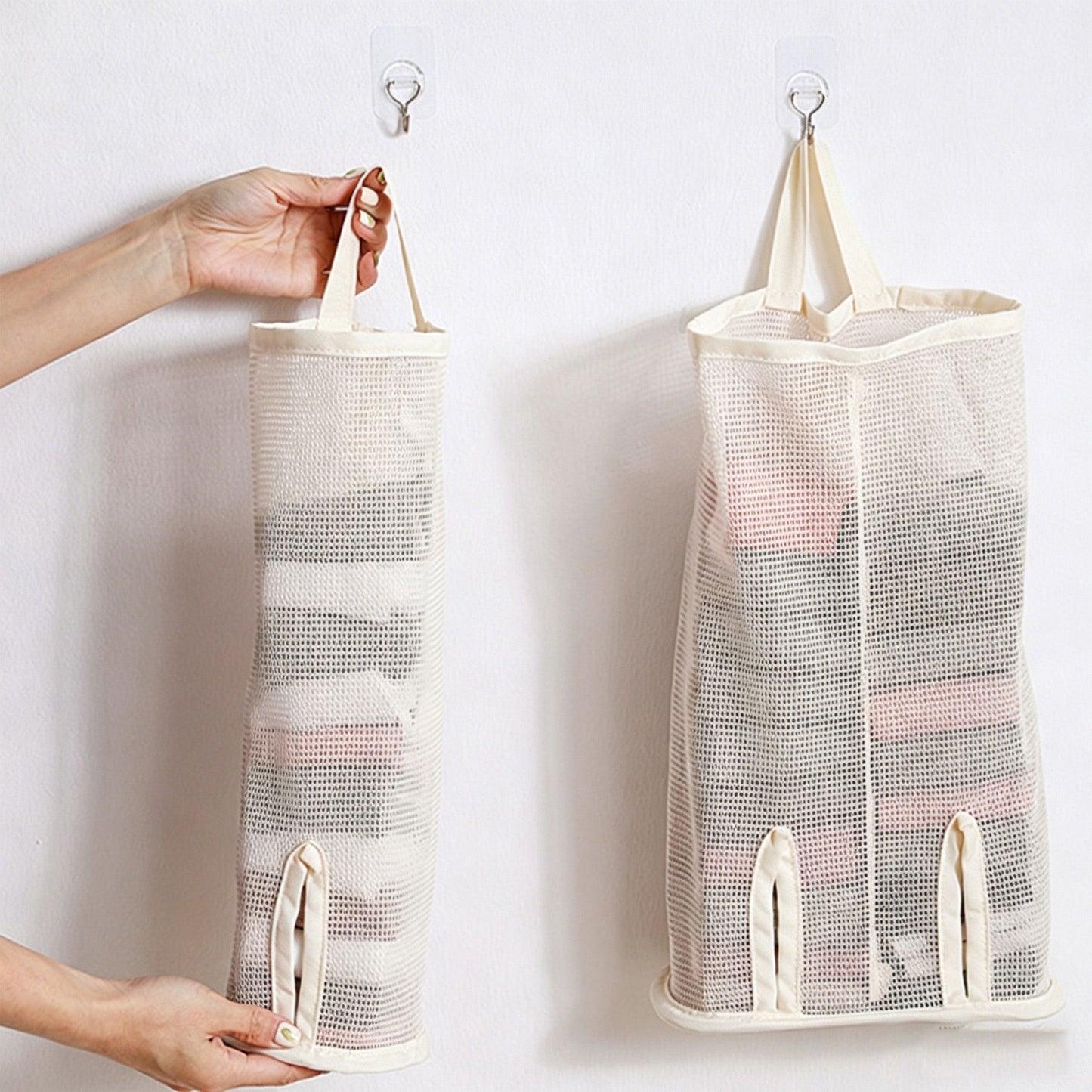 2 Pack Hanging Storage Bags Vertical Organizer Socks Storage for Closet Door Wall Space Saving