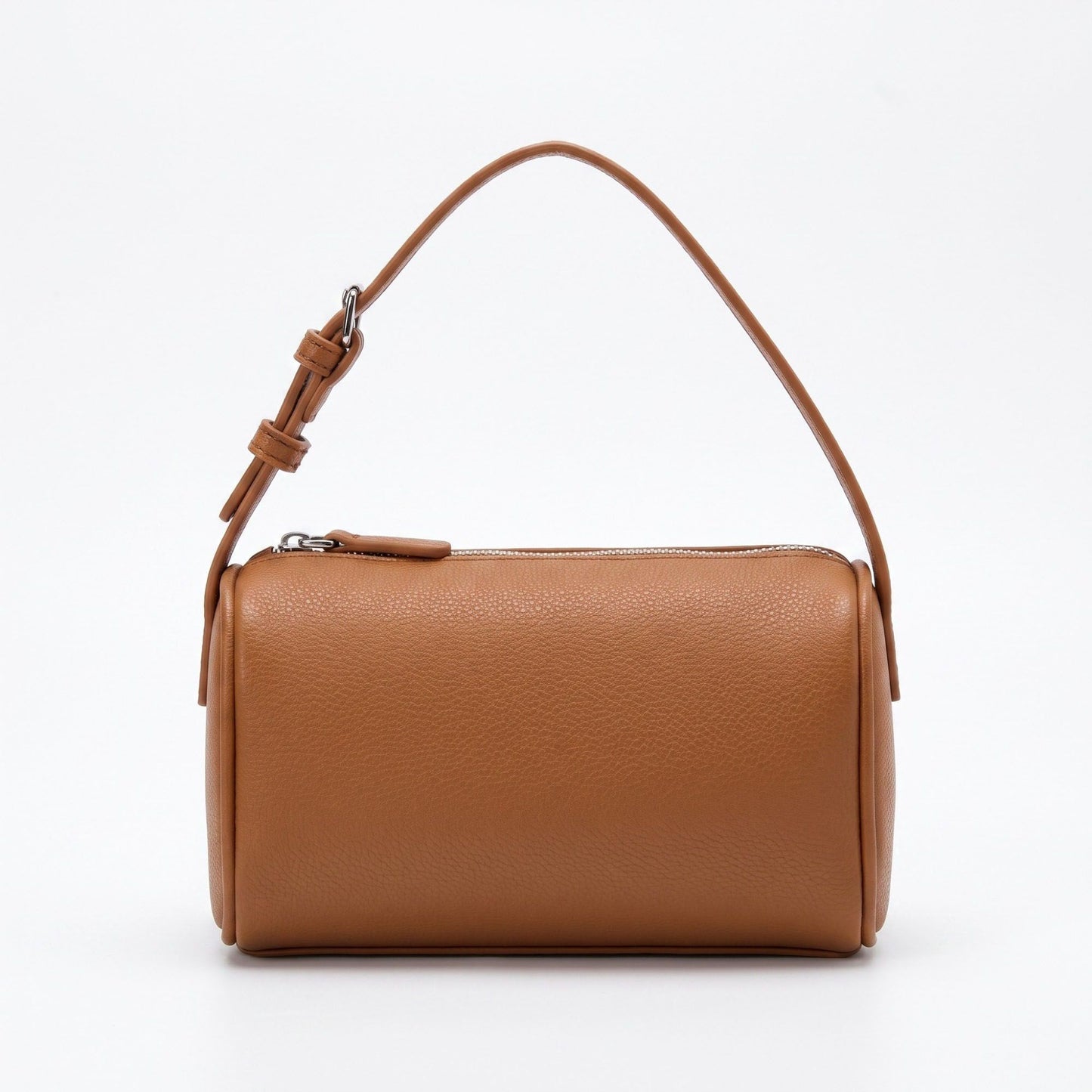 Barrel Shoulder Bag with Adjustable Strap and Top Zipper Closure 7.5x4.5x3in