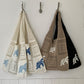 Knit Tote Bag Floral Pattern Shoulder Bag Open Top Casual Everyday Carry Handbag