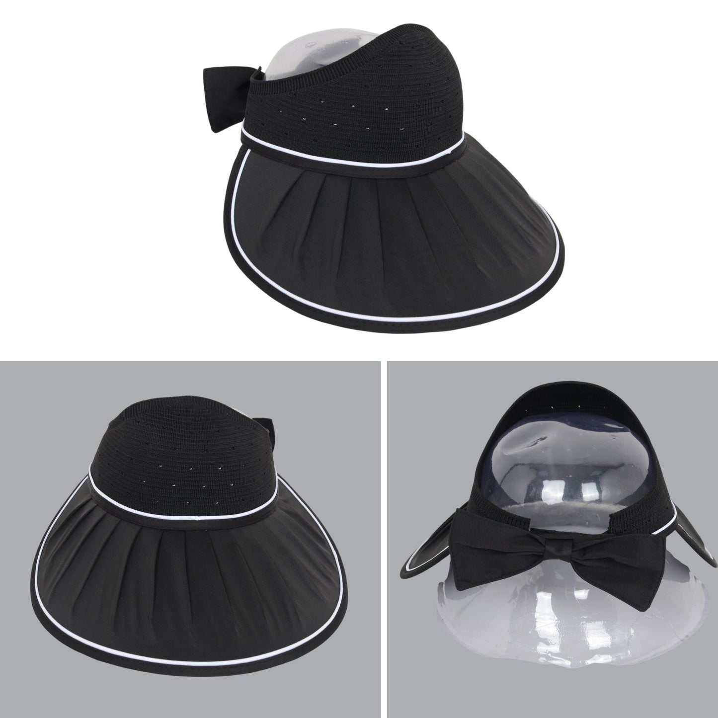 Extra Wide Brim Sun Visor Hat for Women Adjustable UV Protection Bow Detail Breathable Summer Beach Hat