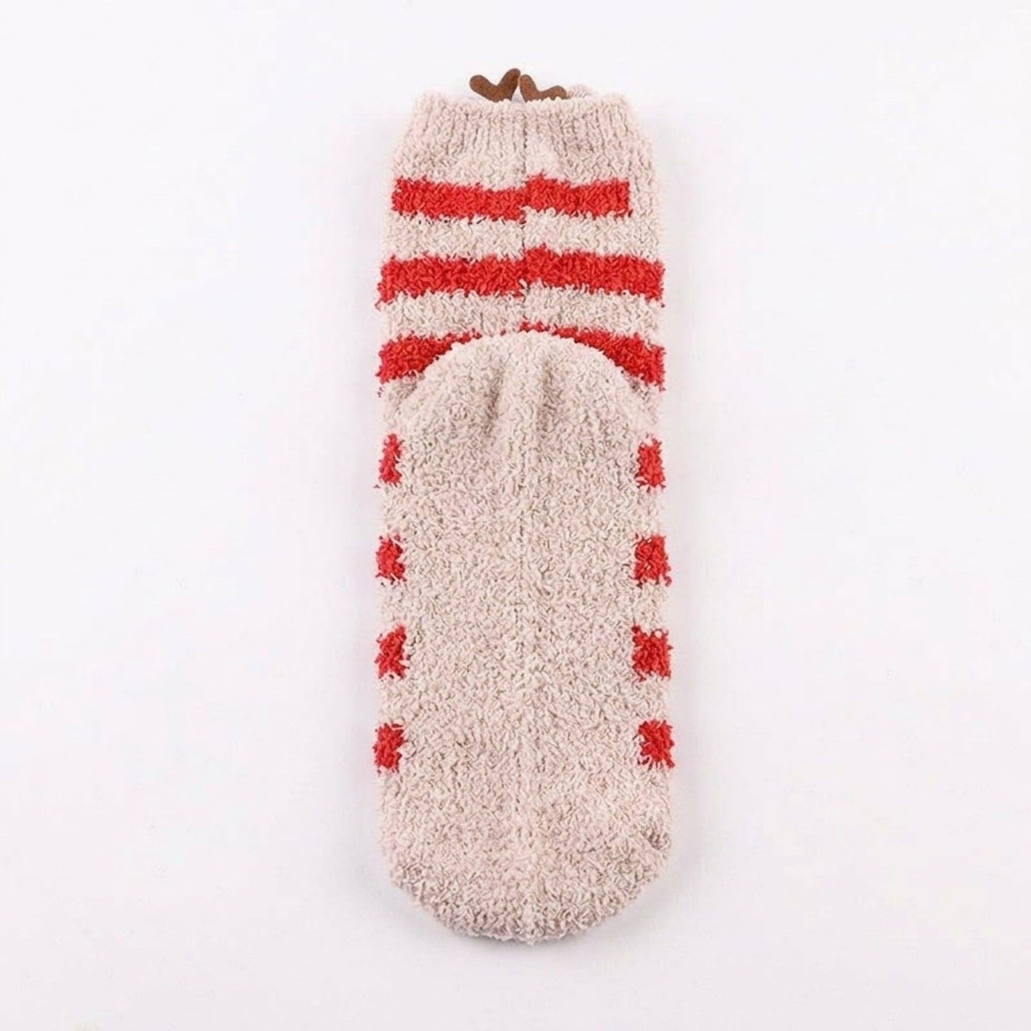 Fuzzy Reindeer Crew Socks 2 Pair US 5-10.5