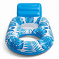 Tropical Leaf Inflatable Pool Lounge Float with Backrest Mesh Seat Cup Holder Durable PVC Float for Pool Beach Lake 63x47x27.5in