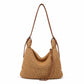Woven Hobo Shoulder Crossbody Bag with Zip Closure and Slouchy Shape