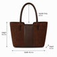 Faux Suede Tote Bag with Double Shoulder Handles Zip Closure and Interior Pockets