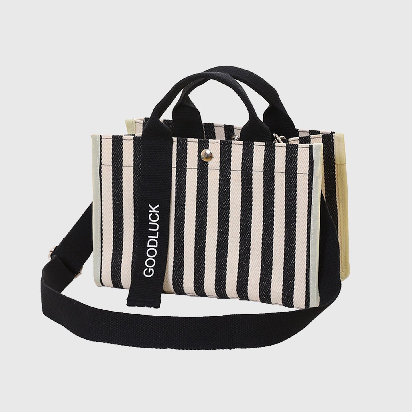 Striped Canvas & Nylon Tote Bag - Multi - functional Shoulder Bag