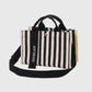 Striped Canvas & Nylon Tote Bag - Multi - functional Shoulder Bag