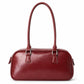 East West Faux Leather Bowler Shoulder Bag with Double Handles and Zip Closure
