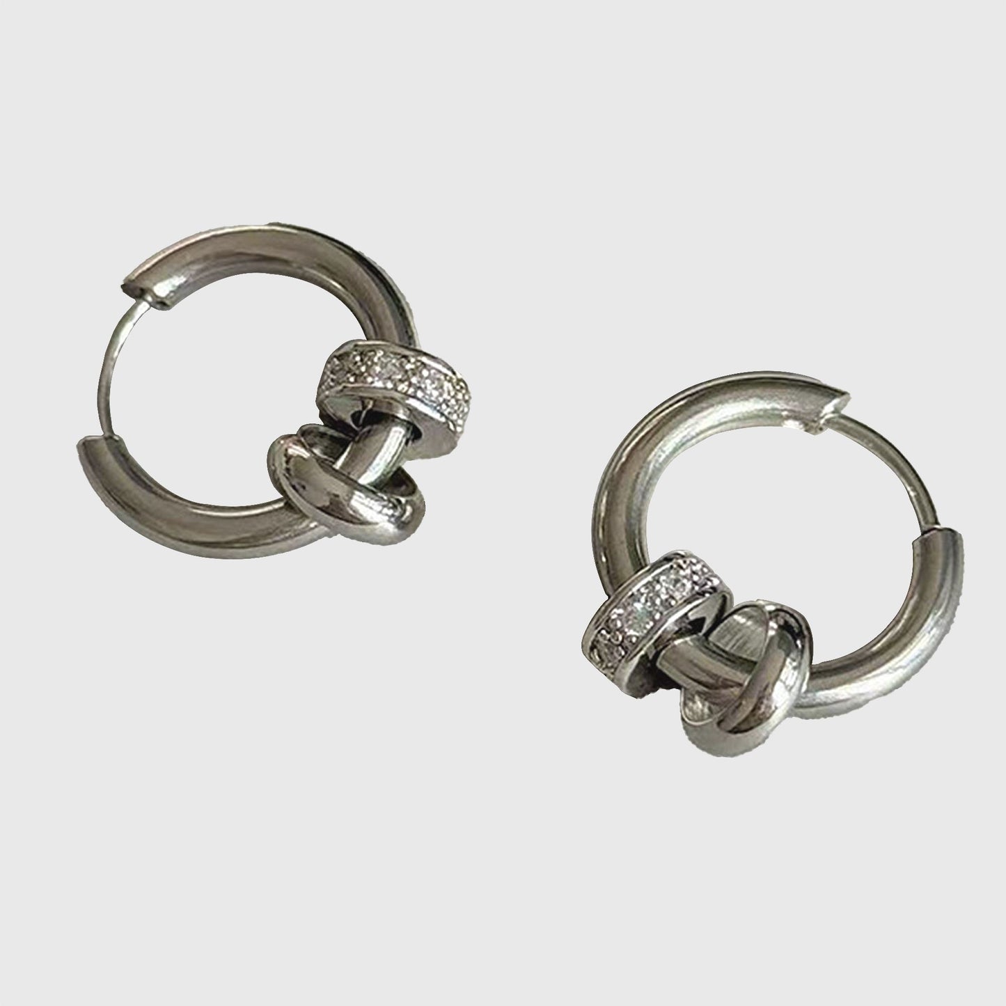 Women's Huggie Hoop Earrings with Ring Detail