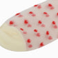 Sheer Crew Socks with Flocked Heart Pattern and Reinforced Toe and Heel 2-Pack