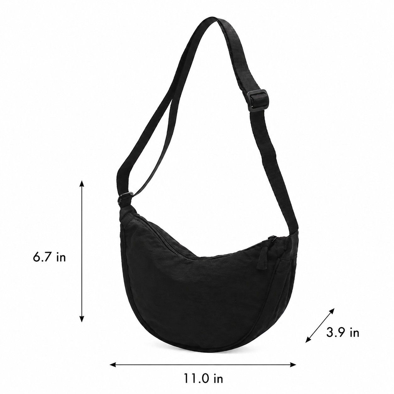 Nylon Crescent Crossbody Bag with Adjustable Strap Lightweight Casual Shoulder Bag