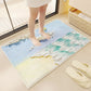 Tufted Floor Mat with Ocean Wave and Cloud Design Non Slip Backing Soft Plush Decorative Indoor Rug
