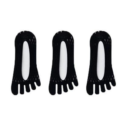 Mesh Toe Socks with Non-Slip Silicone Heel Grip Ultra Low Cut Breathable No Show Sock 3-Pack